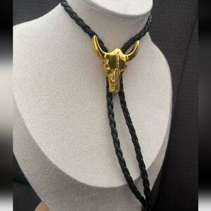 Western longhorn steer bull Skull bolo tie Choose Silver Gold Or Bronze
